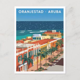 Cartão Postal Oranjestad Aruba Vintage