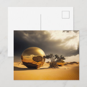Cartão Postal Orbes Dourados na Tempestade do Deserto