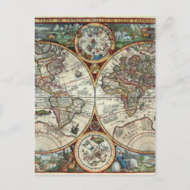 Cartão Postal Orbis Terrarum 1594 - Mapa Mundial Famoso
