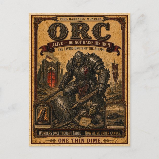Cartão Postal Orc, Monstro de Circo Antigo (Frente)