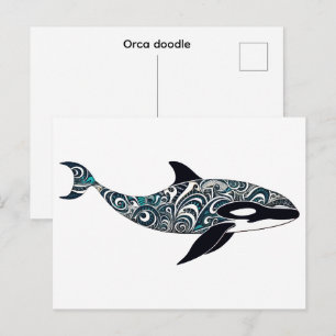 Cartão Postal Orca doodle Pequeno