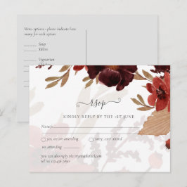 Cartão Postal Orçamento Casamento Floral Laranja Outono Borgonha