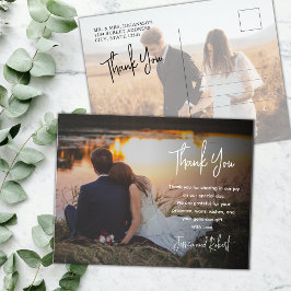 Cartão Postal Orçamento de Caligrafia Foto de Casamento Agradeci