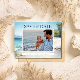 Cartão Postal Orçamento de Casamento de Foto Praia Salvar Data