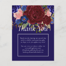 Cartão Postal Orçamento de Casamento Floral Azul Elegante