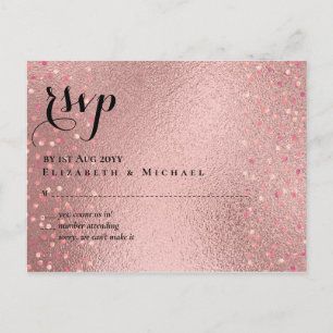 Cartão Postal Orçamento de casamento RoseGold Glitter Glam RSVP