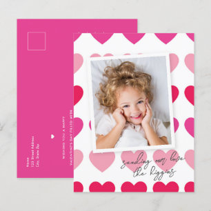 Cartão Postal Orçamento de Corações Rosa Brilhante para o Dia do