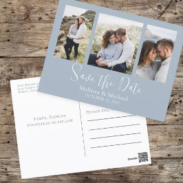 Cartão Postal Orçamento de Fotografias Azul Elegante 3 Simples e