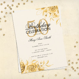 Cartão Postal Orçamento Floral Glam Birthday Elegante Creme Dour