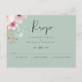 Cartão Postal Orçamento RSVP de Casamento Floral de Blush Pink S