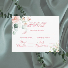 Cartão Postal Orçamento RSVP de Script Rosa Elegante Floral de C
