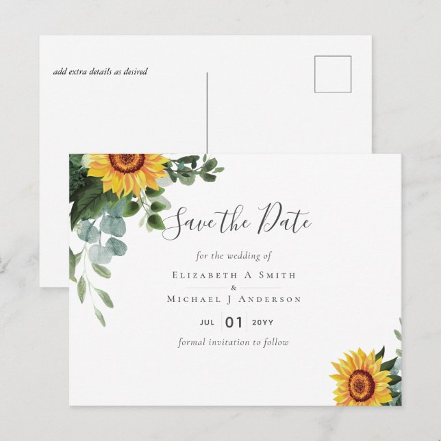 Cartão Postal Orçamento Russo Girassóis Eucalyptus Deixa Casamen (Frente/Verso)