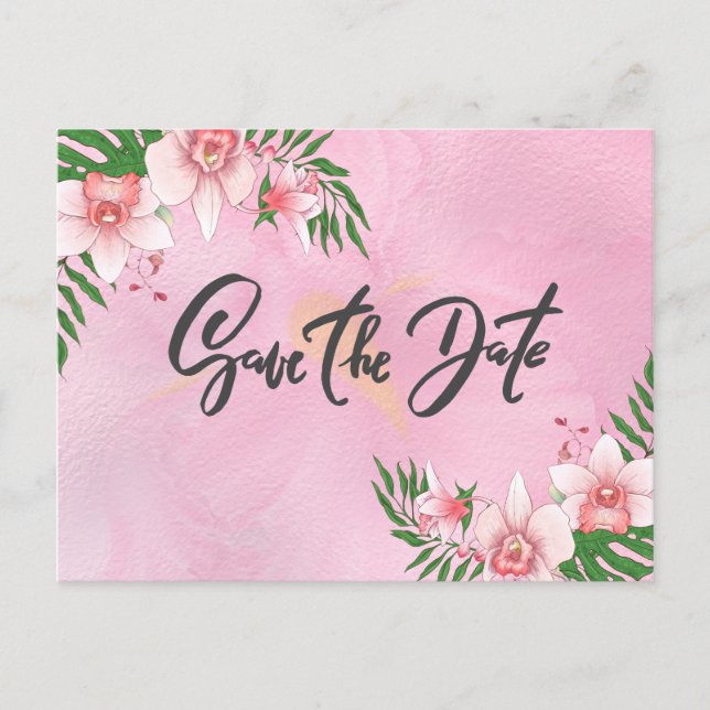 Cartão Postal Orchid Flowers Salva A Data (Frente)