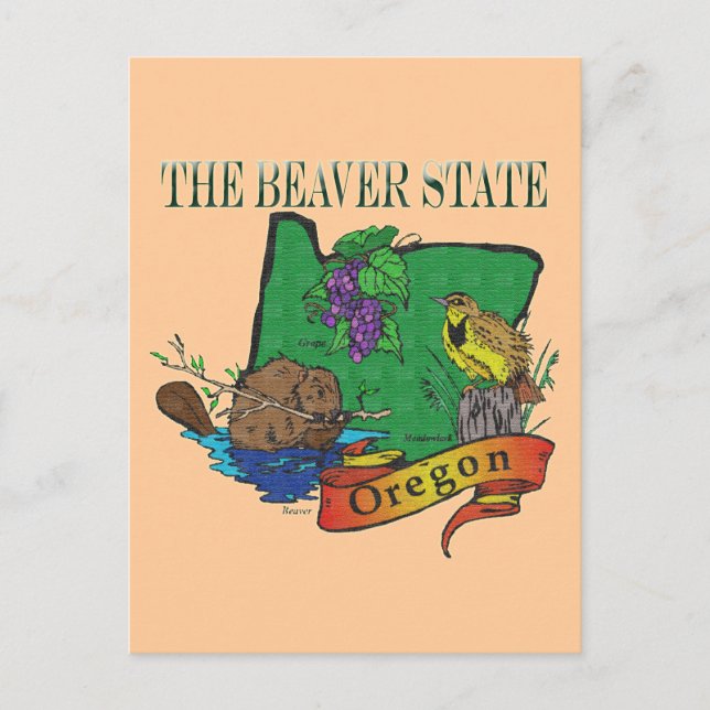 Cartão Postal Oregon A Uva Lark Do Estado Do Beaver (Frente)