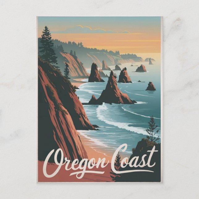 Cartão Postal Oregon Coast Vintage (Frente)
