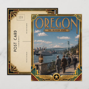 Cartão Postal Oregon Vintage Art Deco Idade Dourada