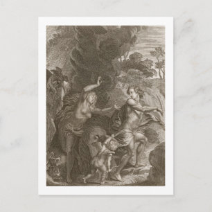 Cartão Postal Orfeu, liderando Eurydice fora do inferno, olha pa