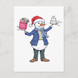 Cartão Postal Organizador de Eventos Homem de Neve Natal 2026 Fe