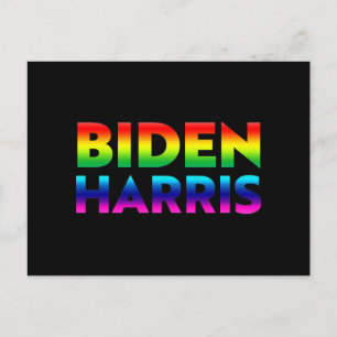 Cartão Postal Orgulho "Biden Harris" lgbtq lgbt cores do arco-ír