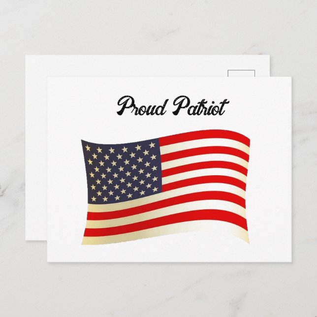 Cartão Postal Orgulho da bandeira Patriota Americana, Dia da Ind (Frente/Verso)