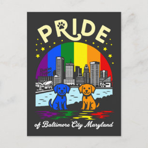 Cartão Postal Orgulho de Baltimore City Maryland Cães Bandeira A