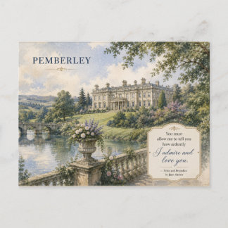 Cartão Postal Orgulho e Preconceito de Pemberley Jane Austen Car
