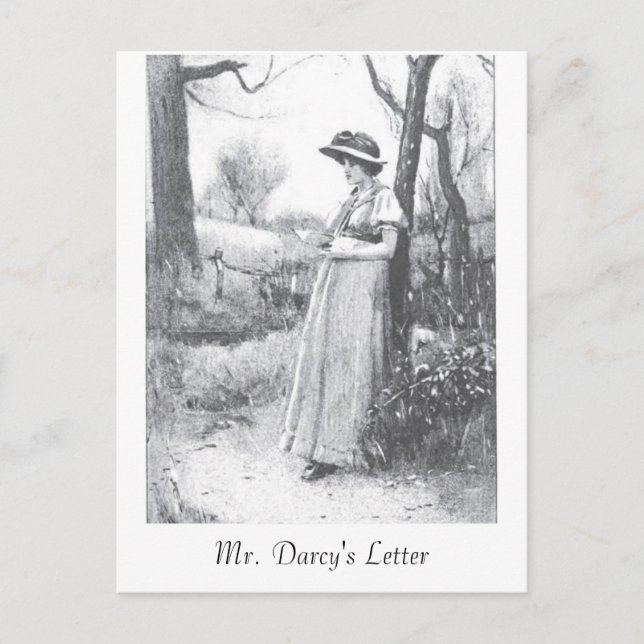 Cartão Postal Orgulho e preconceito:  Letra do Sr. Darcy (Frente)