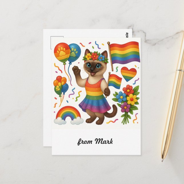 Cartão Postal Orgulho Gato - Peitos LGBTQ inspirados em Gato (Frente/Verso In Situ)
