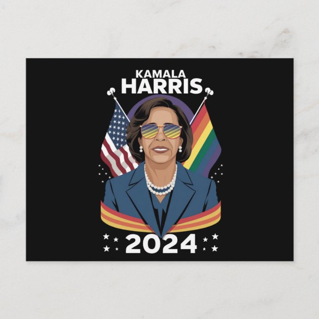 Cartão Postal Orgulho gay Kamala Harris 2024 Vice-Presidente LGB (Frente)