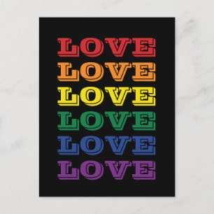 Cartão Postal Orgulho Gay LGBTQ Amor Texto Repetido Personalizáv