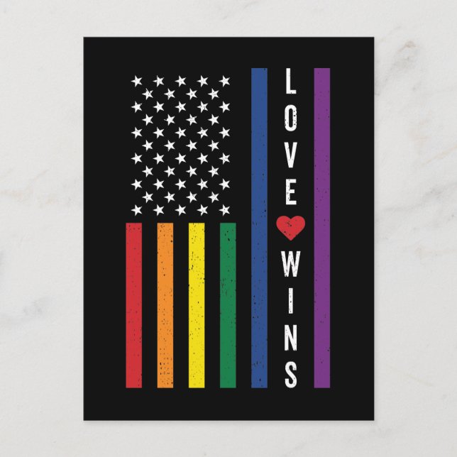 Cartão Postal Orgulho gay LGBTQ ganha bandeira americana (Frente)