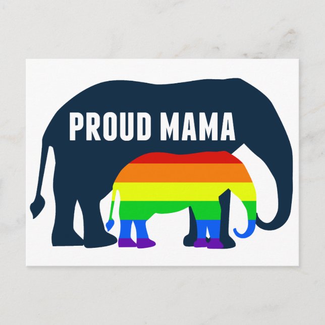 Cartão Postal Orgulho gay Mãe Orgulhosa Elefante Rainbow LGBTQ (Frente)