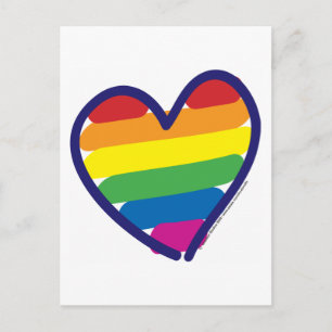 Cartão Postal Orgulho gay Rainbow Heart