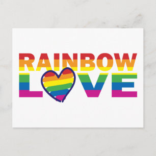 Cartão Postal orgulho gay Rainbow Love Heart