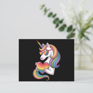 Cartão Postal Orgulho gay Unicorn Sinalizador do Arco-Íris LGBT