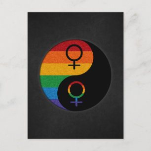 Cartão Postal Orgulho Lésbico Yin e Yang