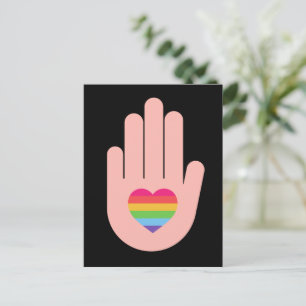 Cartão Postal Orgulho lgbtq amor estranho. cor arco-íris