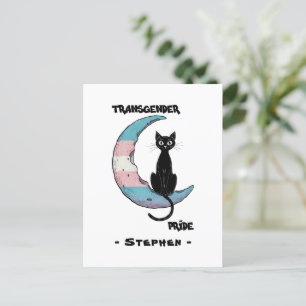 Cartão Postal Orgulho Transgênero - Gato Negro na Lua de Sinaliz
