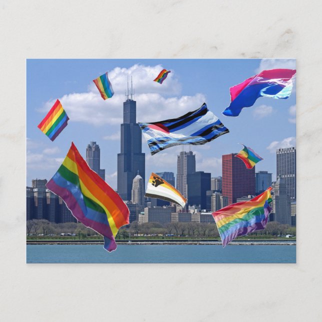 Cartão Postal Orgulho Voador Sobre Chicago (Frente)
