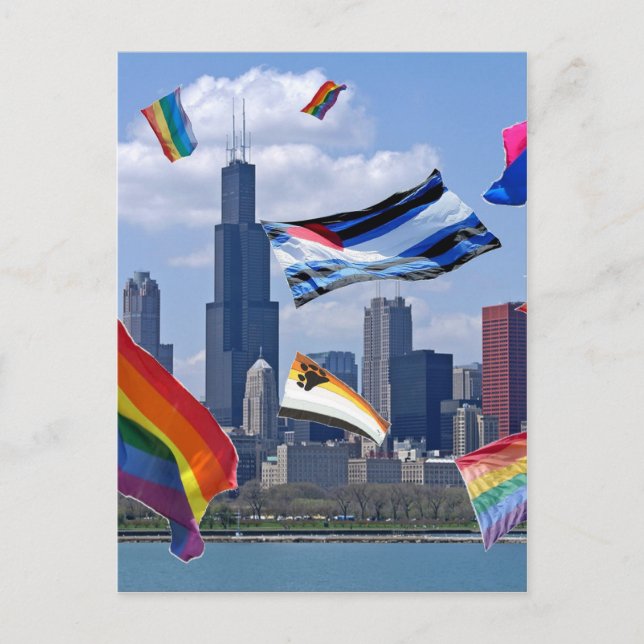 Cartão Postal Orgulho Voador Sobre Chicago (Frente)