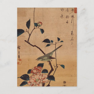 Cartão Postal Oriental Camellia e Warbler
