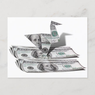 Cartão Postal Origami Bird da Lei de 100 Dólares