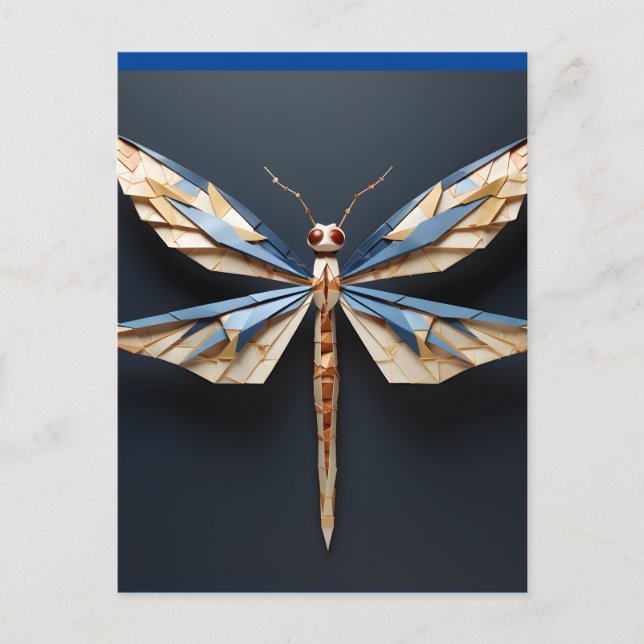 Cartão Postal origami dragonfly (Frente)