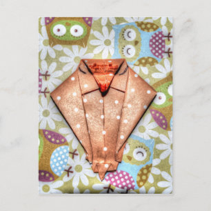 CARTÃO POSTAL ORIGAMI OWL JAPONÊS ARTE DE PAPEL