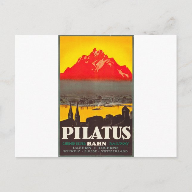 Cartão Postal Origina Lucerne, 1920 Poster de viagens Suiça (Frente)