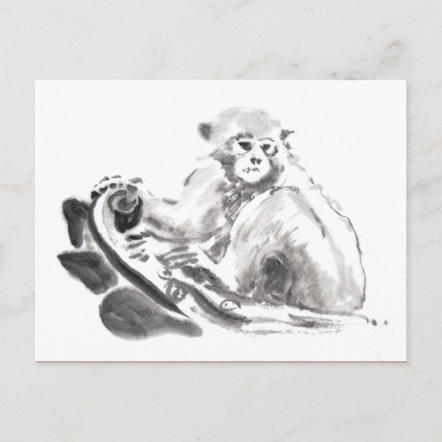Cartão Postal Original do Ano do Macaco do Zodíaco (Frente)