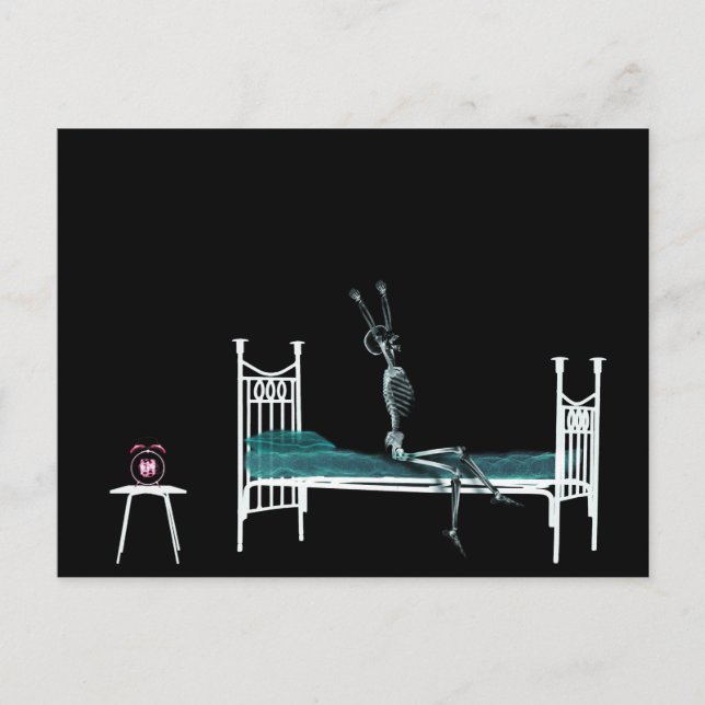 Cartão Postal Original do Esqueleto de Raios X do Bedtime (Frente)
