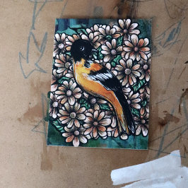Cartão Postal Oriole Bird Art aves assistindo designs aquarela