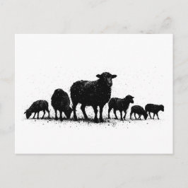 Cartão Postal Orkney Sheep — Ink Silhouette Flock
