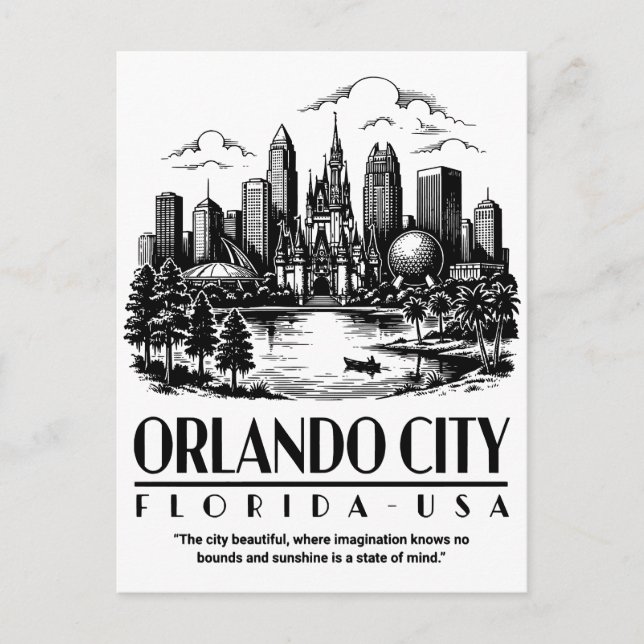 Cartão Postal Orlando Cidade Flórida EUA (Frente)